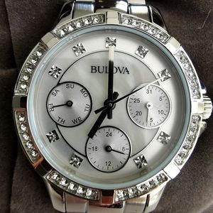 BULOVA LADIES STAINLESS STEEL SWAROVSKI WATCH